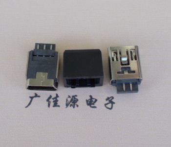 临沂MINI USB 5Pin接口 带护套焊线母座 B型180度铜壳