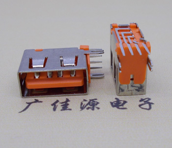 临沂USB 短体10.0接口 侧插4p母座 橙色胶芯鱼叉脚直边