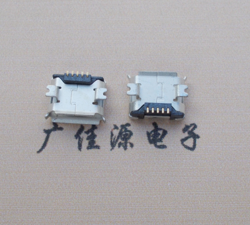 临沂Micro USB 5PIN接口,B型垫高0.9mm鱼叉脚贴片雾锡卷边