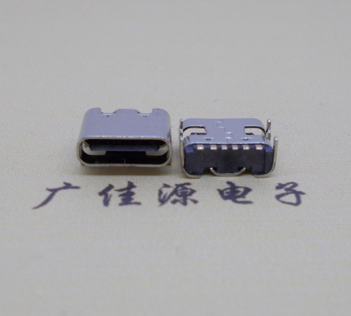 临沂卧式Type-C6P母座四脚插SMT板上型无弹