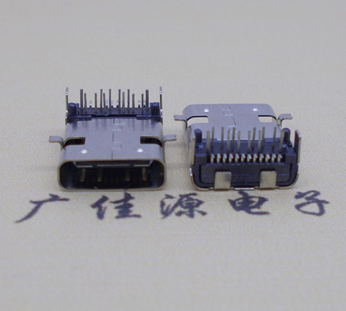临沂板上型type-c24p母座前插后贴，卧式type-c连接器