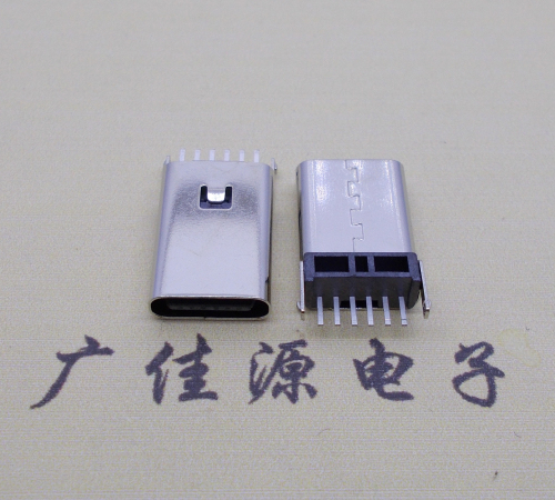 临沂铆合c型接口type c6p母座立式两脚插6pin针脚直插