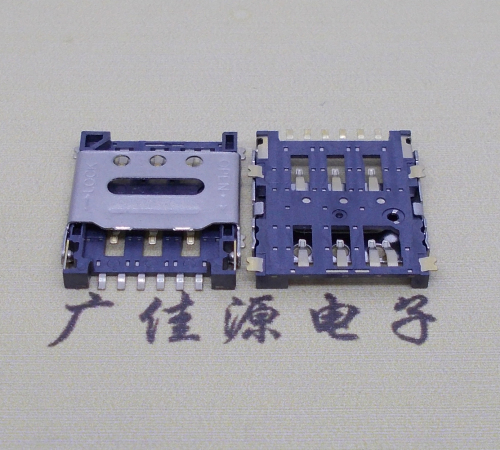 临沂掀盖手机卡座nano sim 1.5h 6pin超薄双用插卡贴片式